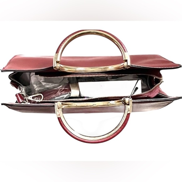 BCBG Maddie Satchel Bag – Wine Red with Gold Hardware NWT - Picture 4 of 4